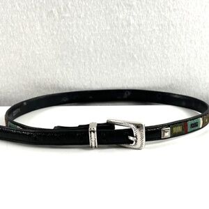 Brighton Q3501 Black Leather Southwest Beaded Belt Size Women's M/30 Seed Bead